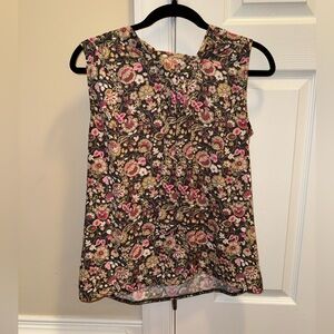 Ann Taylor Floral Sleeveless Blouse - Black and Pink